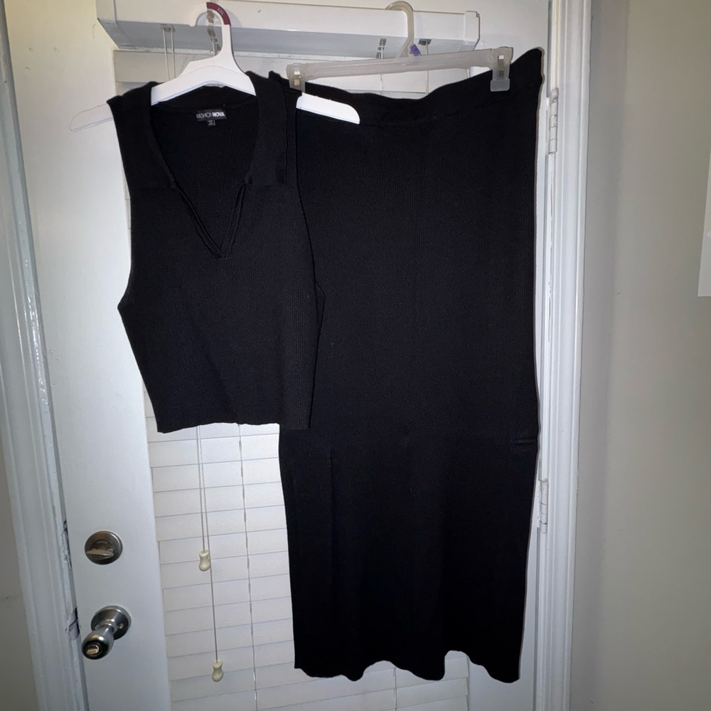 Fashion Nova Women’s Easy Going Black Pencil Skirt Ribbed 2 PC Set Size 3XL - Picture 6 of 13